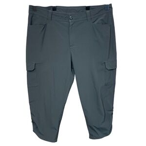 Eddie Bauer Women's Size 14 Gray Cargo Capri Pants Outdoor Hiking Ruched Hem